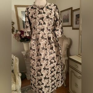 Meg Shop NY/Toronto  LA Brown/ Cream/Gold Floral 3/4 Sleeve Dress Size S C:4468